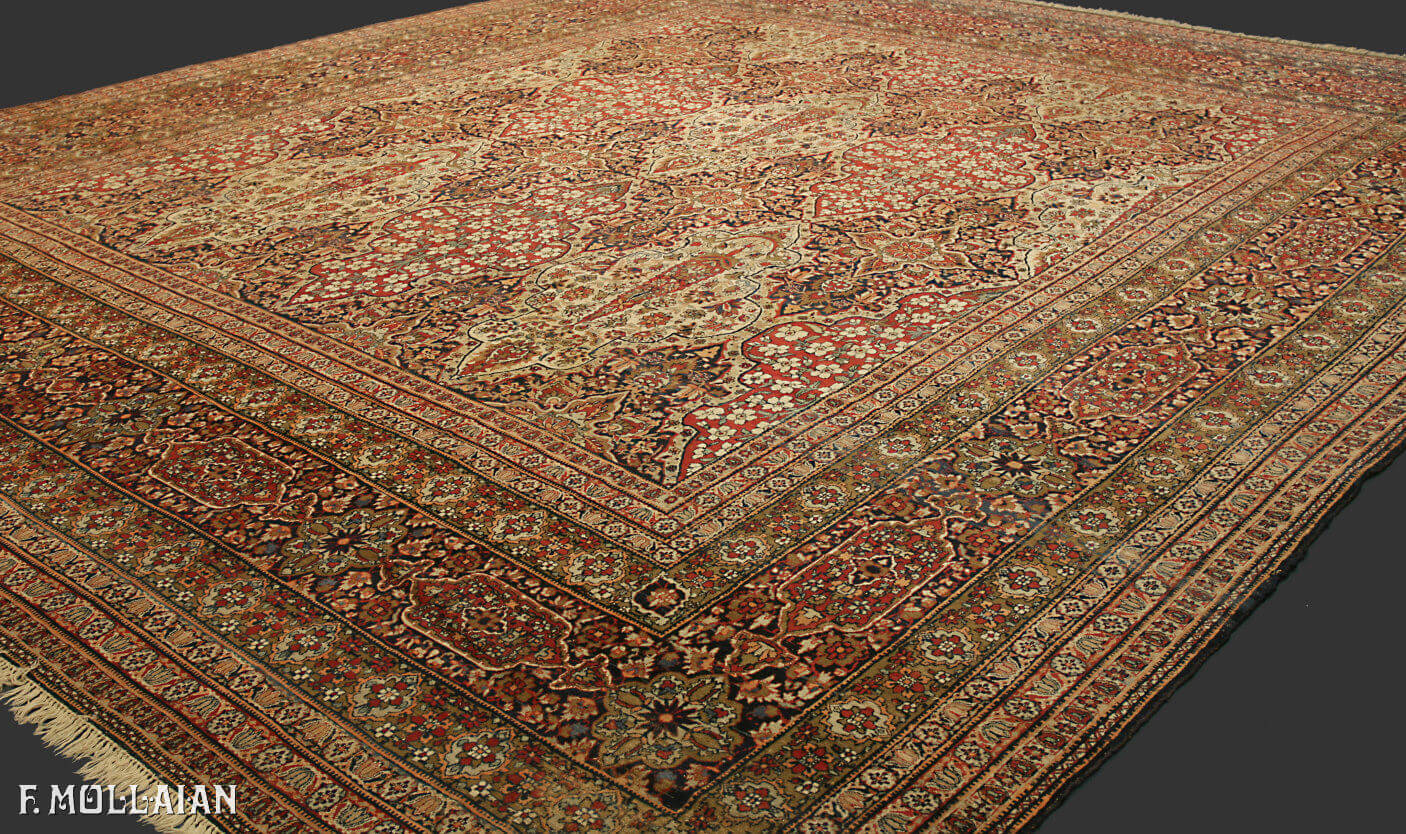 Antique Persian Kerman Ravar Carpet (482x415 cm)